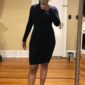 Navy Blue Turtleneck Bodycon Dress